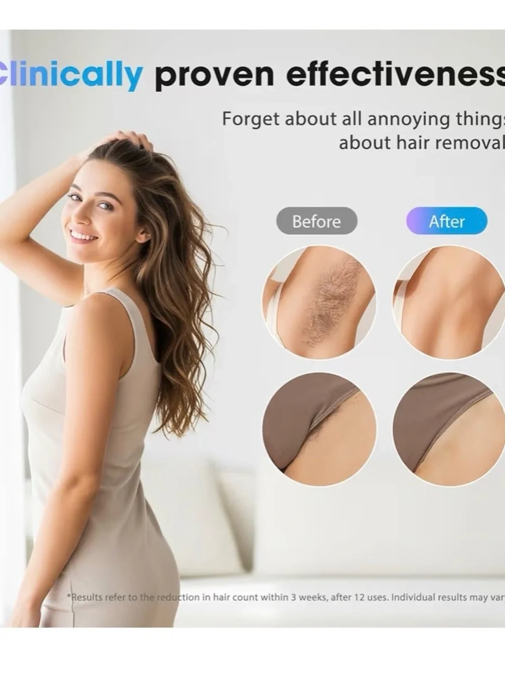 IPL Laser Hair Removal Device - White & Rose Gold